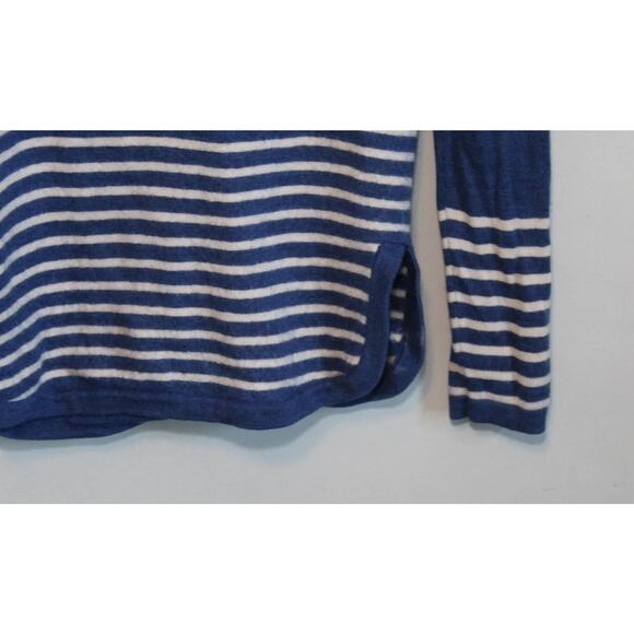Tory Burch Odessa Merino Wool V-Neck Striped Wool Sweater Blue Small? H12151 - Picture 13 of 16